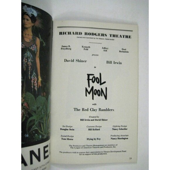Fool Moon Playbill 1993 Richard Rogers Theatre David Shiner Bill Irwin Ramblers - Picture 3 of 6